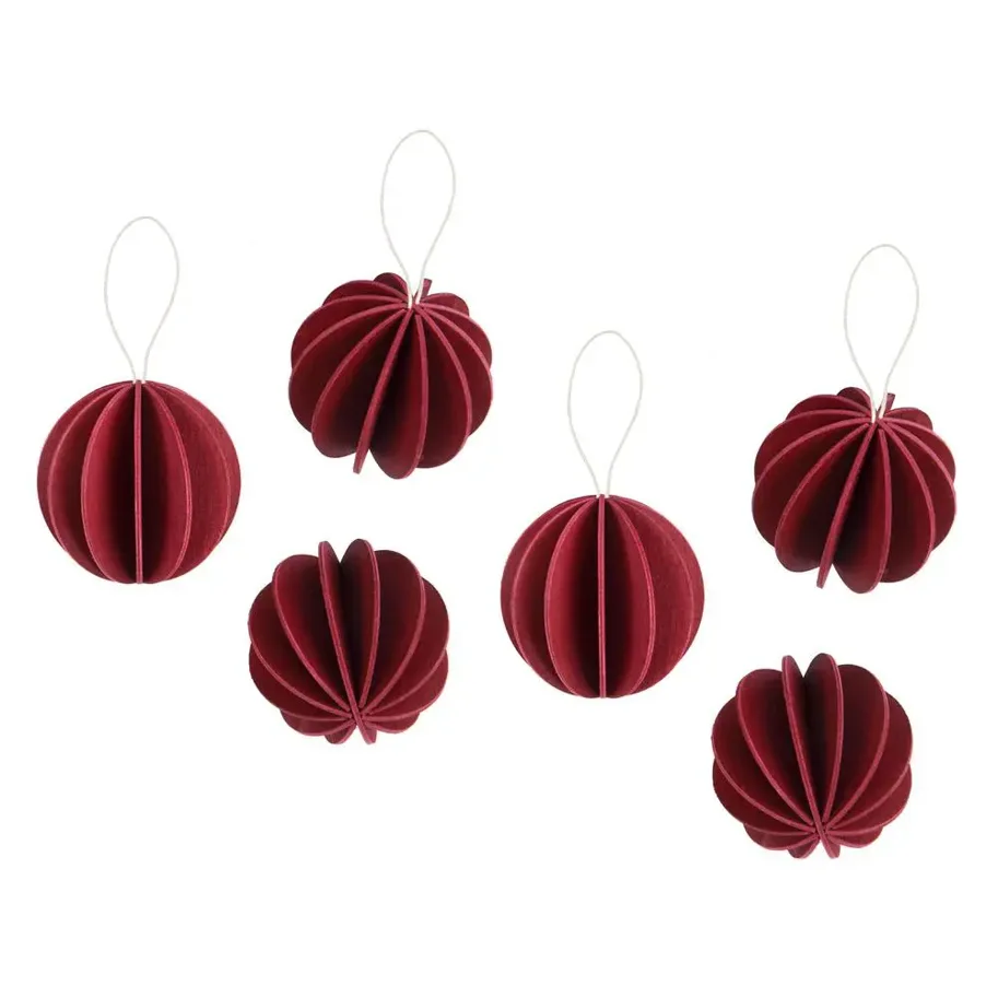 6er Set Kugeln - dunkelrot - 4 cm