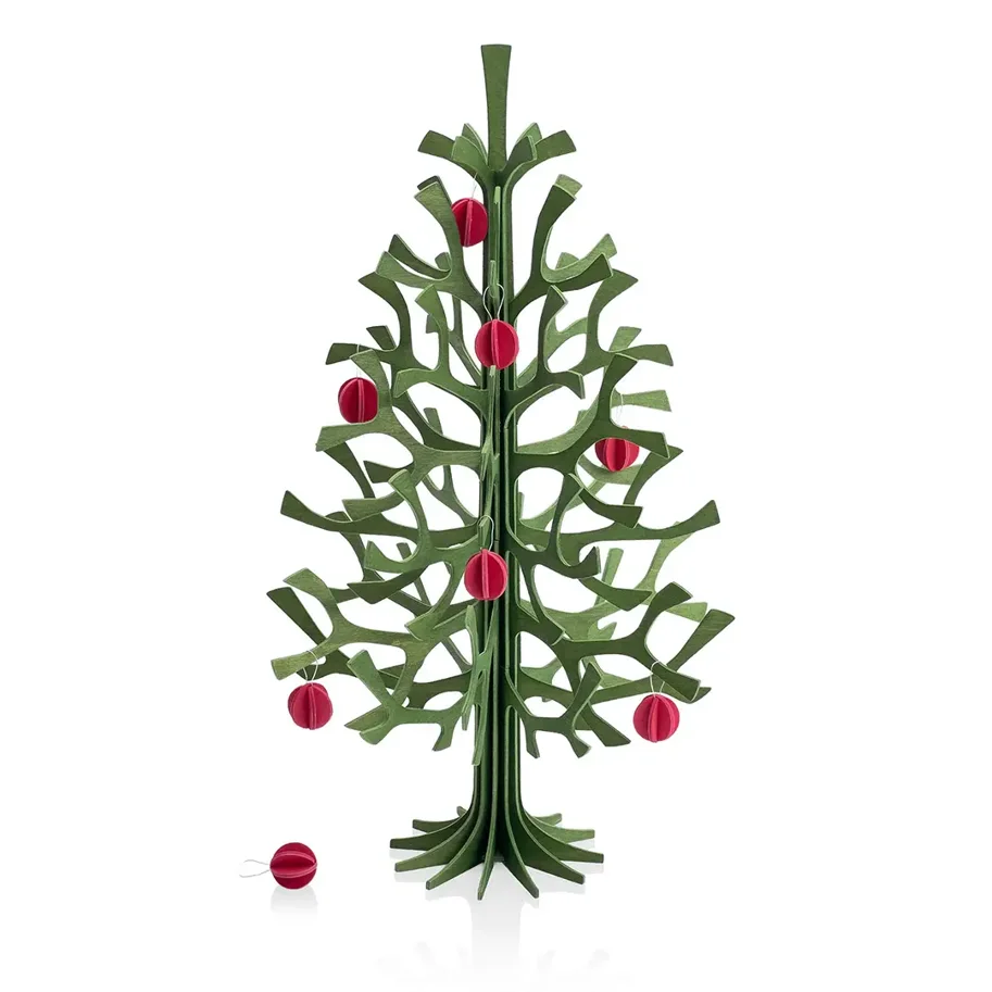 Tannenbaum - waldgrün - 30 cm - mit 8 roten Minikugeln