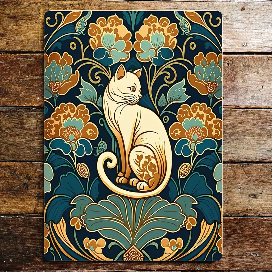 Blechschild Jugendstil - Katze