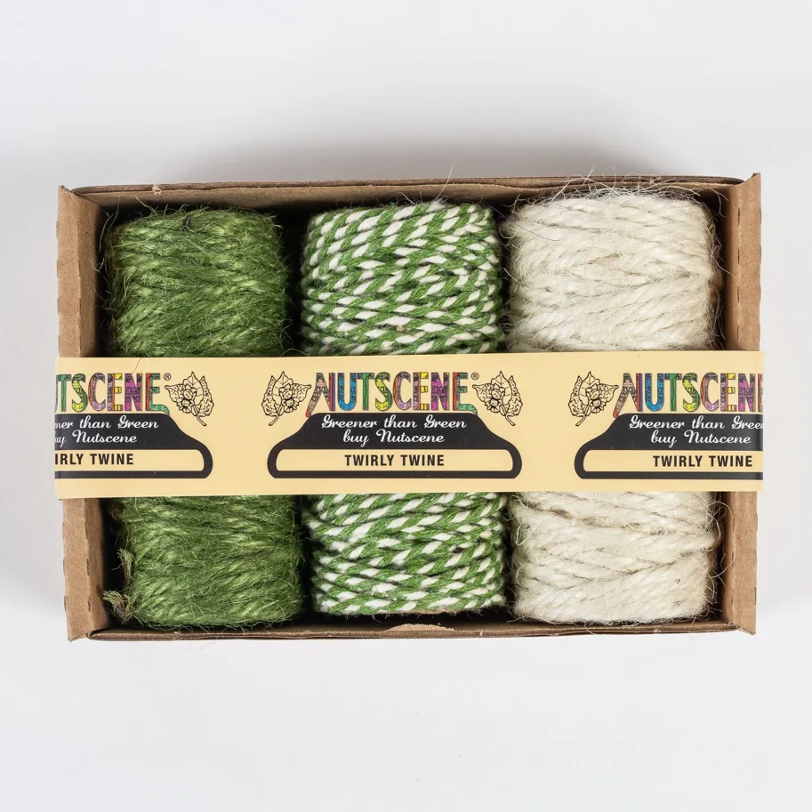 Jutegarn - Mini-Twirly - grün/weiss