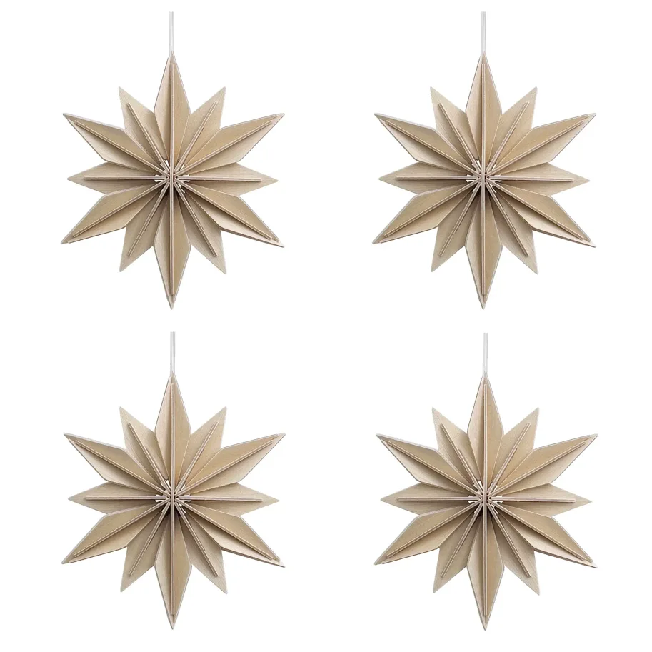 4er Set Dekostern - natur - 10 cm