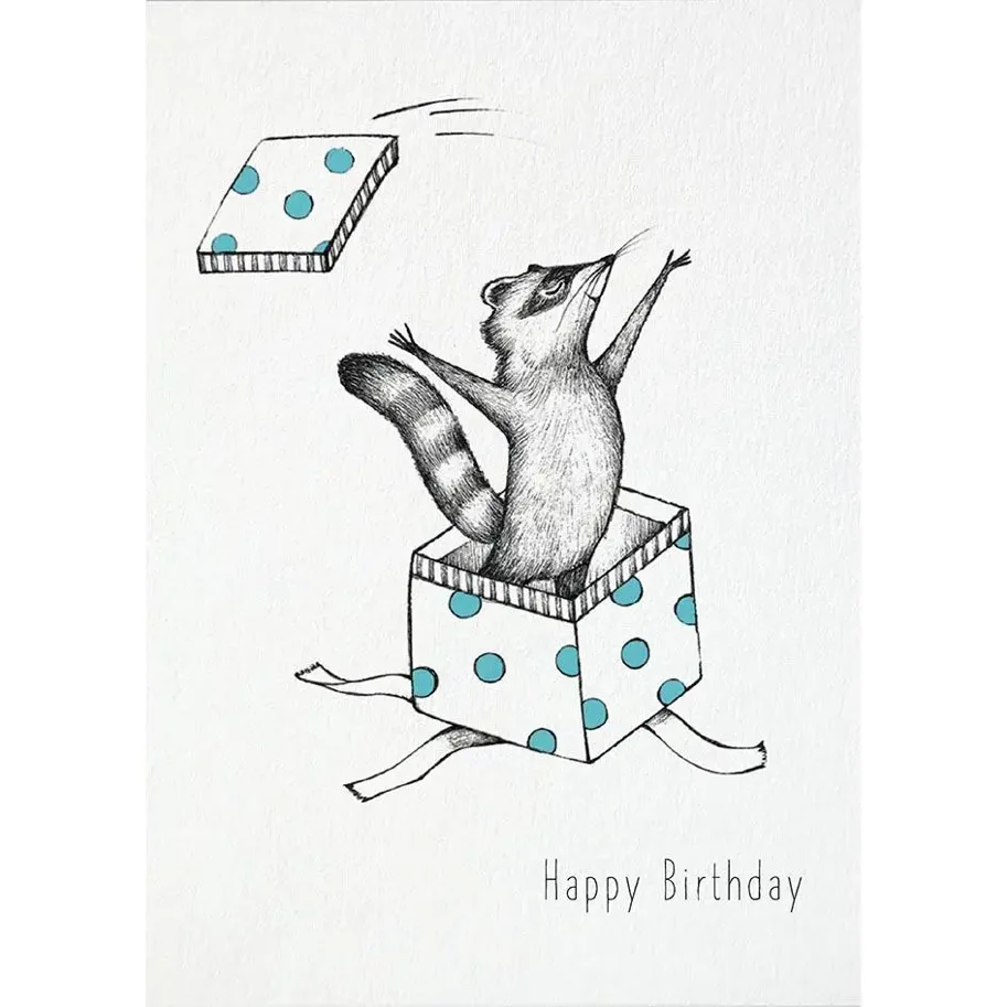 Postkarte - Happy Birthday Waschbär