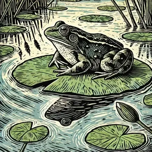Doppelkarte - Frosch auf Seerosenblatt