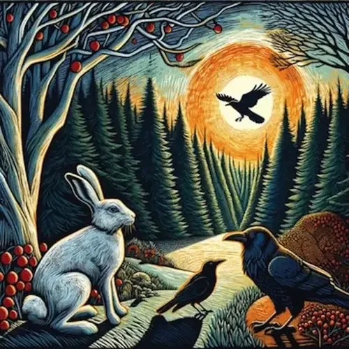 Doppelkarte - Hase Adler Rabe Dohle