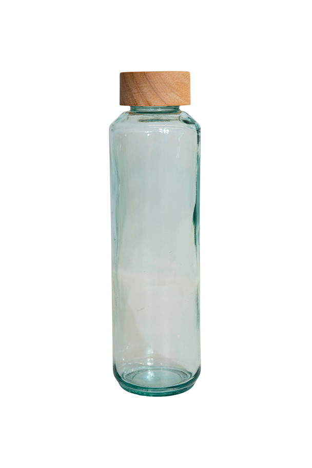 Trinkflasche - klar, mit Holzdeckel