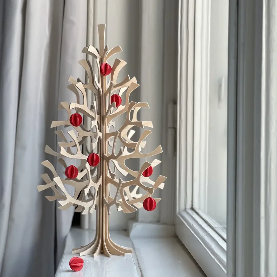 Tannenbaum - natur - 30 cm - mit 8 roten Minikugeln